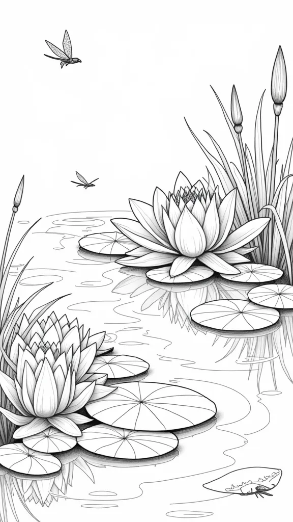 water lily coloring page